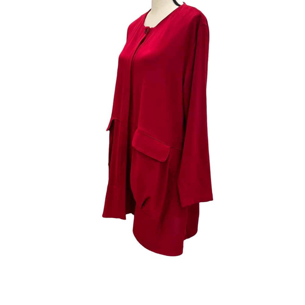 BLANQUE BRIGHT RED BUTTON DOWN SWING JACKET COAT … - image 3